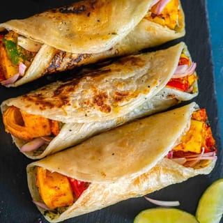 Egg Paneer Kathi Roll