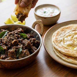 Lamb Pepper Fry With Malabar Paratha